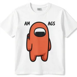 a white t-shirt with words among us written on it,real life photograph,screenshot from ebay