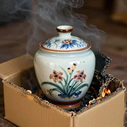 dreaming of japanese pottery glazed beautiful future ikebana cheerios berry diavola nostalgia, smouldering cardboard box, n 4