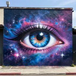 nebula eye as graffiti mural by lee, masterpiece, trending on artstation