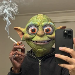 Gollum smokes cigarette selfie
