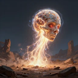 a hyperdetailed full deep color photography 3 d matte painting of a light flow stream of energy comes out of the soul in the wasteland of the post - apocalypse by art by greg rutkowski artgerm