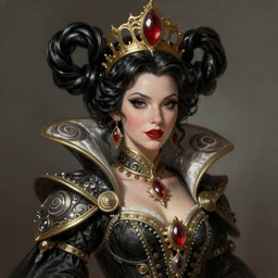 the empress of licorice, D&D character art, candyland character, black licorice twist hair, licorice clothing, femme fatale, realistic digital painting, fantasy art, digital painting, character portrait, intricate ornamentation, by WLOP, Artstation Trending, Wayne Reynolds