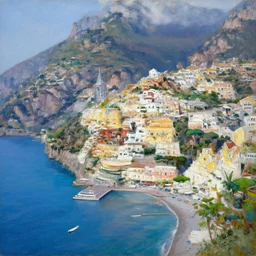 Oil painting of the Positano Coast by Leonid Afremov