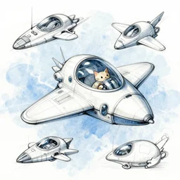 cat spaceship sketches by tien fu