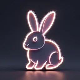 rabbit logo with neon letters, cg render, good lighting, super realistic, 8k