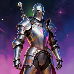portrait of a full armored knight, sci - fi, vibrant, sci - fi, space, art by christopher balaskas