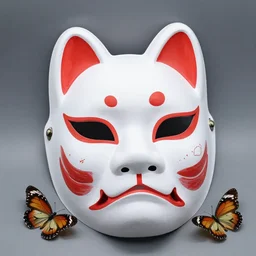 fine art photography of an usagi mask from japan, still life, butterfly lighting, studio, iso 1 0 0, shutter speed 1 2 5, aperture 8, award winning