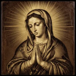 an engraving of Madonna