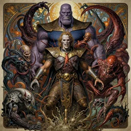 the platonic ideal of nonsensical infinite of cletus kasady ultimate carnage thanos dementor doctor manhattan chtulu nazgul, detailed, intricate, hyperrealism, intense, scary, decay, dmt, art by brock hofer and artgerm and greg rutkowski and alphonse mucha