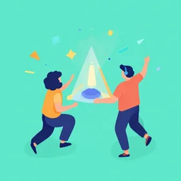 isometric flat art graphic for art prompts that is exciting and promotional