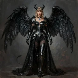 Taylor swift demon queen, black armor, wings, Ivan Aivakovsky, Boris Vallejo, epic fantasy character art, D&D Concept Art, full length, Realistic, Regal, Refined, Detailed Digital Art, Oil Paining, Exquisite detail, post-processing, masterpiece, Cinematic Lighting, Unreal Engine, 8k, HD, Stanley Artgerm Lau, WLOP, Rossdraws, Frank Frazetta, Andrei Riabovitchev, Marc Simonetti, trending on artstation