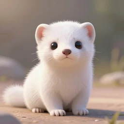 white mink in very cute realistic WLOP digital art style, trending on Artstation, made by Tran Ross, in cute pastel shades, trending on pixiv, Unreal Engine, cool 3d visualisation, 4k, with beautiful volumetric light