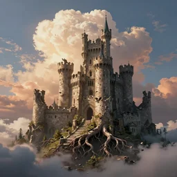 beautiful matte painting, fantasy puffy sky, matte paining, castle ruins rubble roots concept art, cgsociety, octane render, artstationhq vivid