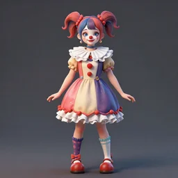 matte painting of a beautiful clown girl wearing cute clothes.