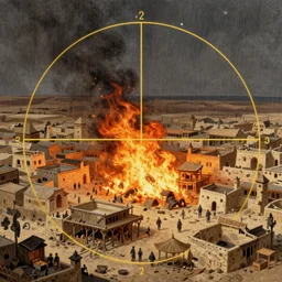 digital art of fire and hail destroy a 4000BC middle eastern town by andreas rocha and john howe, and Martin Johnson Heade, featured on artstation, featured on behance, golden ratio, f32, well composed, cohesive