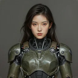 a professional painting of a beautiful young female, clothed in cybernetic military armor, olive skin, long dark hair, beautiful bone structure, symmetrical facial features, intricate, elegant, digital painting, concept art, smooth, sharp focus, illustration, from Metal Gear, by Ruan Jia and Mandy Jurgens and Artgerm and William-Adolphe Bouguerea