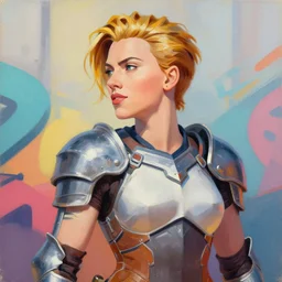 greg manchess portrait painting of partially armored scarlett johansson as overwatch character, medium shot, asymmetrical, profile picture, organic painting, sunny day, matte painting, bold shapes, hard edges, street art, trending on artstation, by huang guangjian and gil elvgren and sachin teng