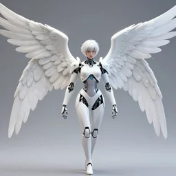 white arc - angel with mystic robotic wings, blade runner, akira, ghost in the shell, 2 0 7 7, style of laurie greasley and satoshi kon + symmetric lights and smoke, psychedelic effects, glowing particles, neon rain, glowing runes, de - noise, symmetrical composition, high detailed + tarot card, ornate border, 8 k,