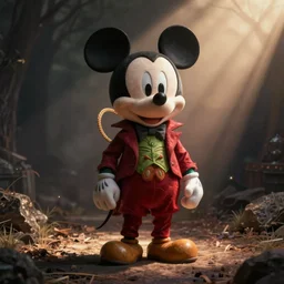 mickey mouse dressed up as the joker