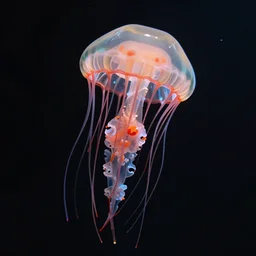 Realistic Marshmallow Jellyfish on a studio shot, movie shot, cinematic perspective, full hd, Vibrant colors