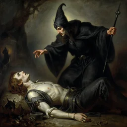 attractive male wizard casting dark magic, bringing a corpse back to life. highly detailed painting by gaston bussiere, craig mullins, j. c. leyendecker 8 k