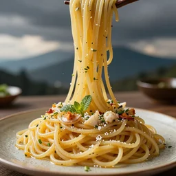 japanese bird cooking spaghetti