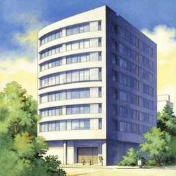 painting of architecture in the style of yuichi yokoyama manga