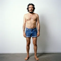 fidel castro wearing denim shorts, full body portrait, 3 5 mm film, clear face, by nan goldin