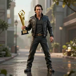 Nicolas Cage JRPG FFX cinema 4d render, Ray tracing reflection, natural lighting, award winning photography