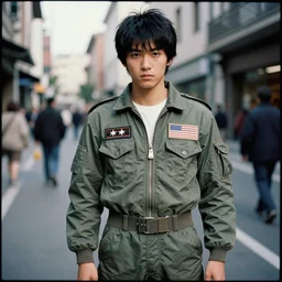 ektachrome, 3 5 mm, highly detailed : beautiful three point perspective photo in style of chiaroscuro style 1 9 8 0's flight suit cosplay rome seinen manga street photography vogue italia fashion edition