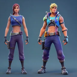 character sheet of fortnite ,3d skin ,concept art , cyberpunk style , octane render, 3d, 4k, trending on artstation