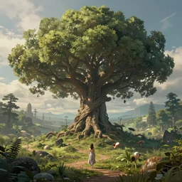 beautiful aesthetic digital illustration of an esoteric landscape with a giant Tree of life by wlop and Julia Razumova, realistic, photorealistic, hyperrealistic, unreal engine, octane, deviantArt, trending on artstation, artstation HQ