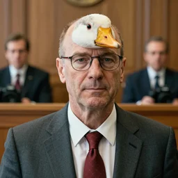 closeup portrait of saul goodman fused with a goose, lawyer suit, in court, natural light, bloom, detailed face, magazine, press, photo, steve mccurry, david lazar, canon, nikon, focus