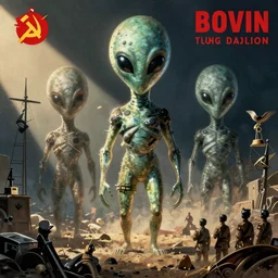 soviet propaganda poster, beware of aliens