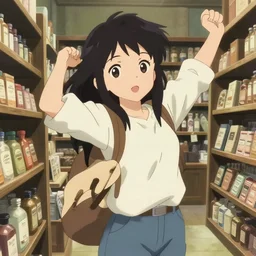 anime frames, anime visual, portrait of a young female traveler in a apothecary shop interior shopping, cute face by ilya kuvshinov and yoh yoshinari, katsura masakazu, mucha, dynamic pose, dynamic perspective, strong silhouette, anime cels, rounded eyes, smooth facial features