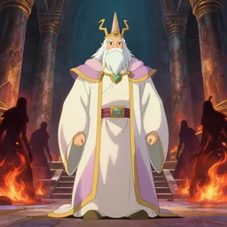a portrait of a cyclops druid in shining wizard robes in a large marble temple surrounded by shadowy figures made of embers, studio ghibli, pixar and disney animation, sharp, rendered in unreal engine 5, anime key art by greg rutkowski and nixeu, full bloom, vibrant lighting