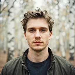 close up portrait of klotho in a birch tree forest, by trent parke, overexposed, old film overlay, artifacts