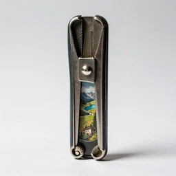 vintage box cutter, studio product photography, isolated on a pure white background, centered, entire object in frame, sharp focus, soft studio lighting
