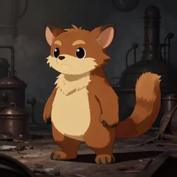 weasel bandit furry fursona, industrial revolution background, chiaroscuro, has tail