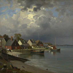 moody harbour late 1800s painting