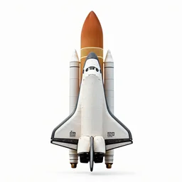 space shuttle, 8k product photo, isolated on a pure white background, centered, entire object in frame, sharp focus, soft studio lighting