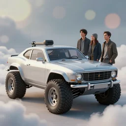 beautiful interesting concept design of a classic car converted into offroad sport. car design by cory loftis, fenghua zhong, ryohei hase, ismail inceoglu and ruan jia. len blur background bokeh. art by artgerm and filip hodas. clouds by rhads. 3 d render, surrealism, hyperrealism.