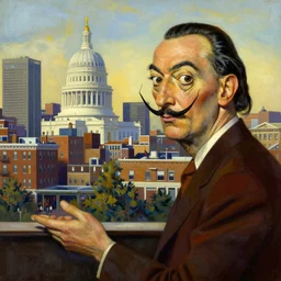 city of boston, salvador dali painting, digital painting, 4 k