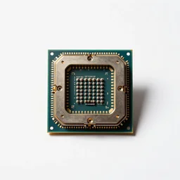 steampunk cpu processor chip, commercial catalog photo, isolated on a pure white background, centered, entire object in frame, sharp focus, soft studio lighting