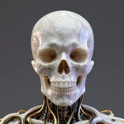 portrait of an evil skull marble statue, black and gold wires, hightech, cyberpunk, by kim jung gi, irakli nadar, bright vivid colors, octane render, corona render