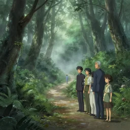path into lush forest, mysterious mist, artstation, elegant, highly detailed, digital painting, concept art, smooth, sharp focus, illustration, art by don bluth and michel ocelot and makoto shinkai and tom whalen and atey ghailan and akihiko yoshida