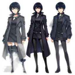 front view character concept ; a full body character concept drawing of a female anime!!!!!!!!! cyberpunk dream detective wearing a trench coat by senior concept artist, artwork by katsuhiro otomo and masamune shirow and makoto aida, trending on artstation, clean lines, clean edges, digital art, official art, inspired by ergo proxy