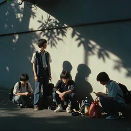 Still from a Shunji Iwai movie about teens trying to get swag, 35mm film
