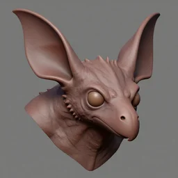 barnacle head, muscular, chiroptera head, chiroptera ears, chiroptera nose, barnacle, artstation, cgsociety, zbrush, no background
