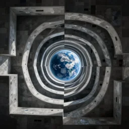 portal in space, mc escher art, dramatic, eddie mendoza, thomas kinkad, 4 k resolution, realistic, cinematic lighting